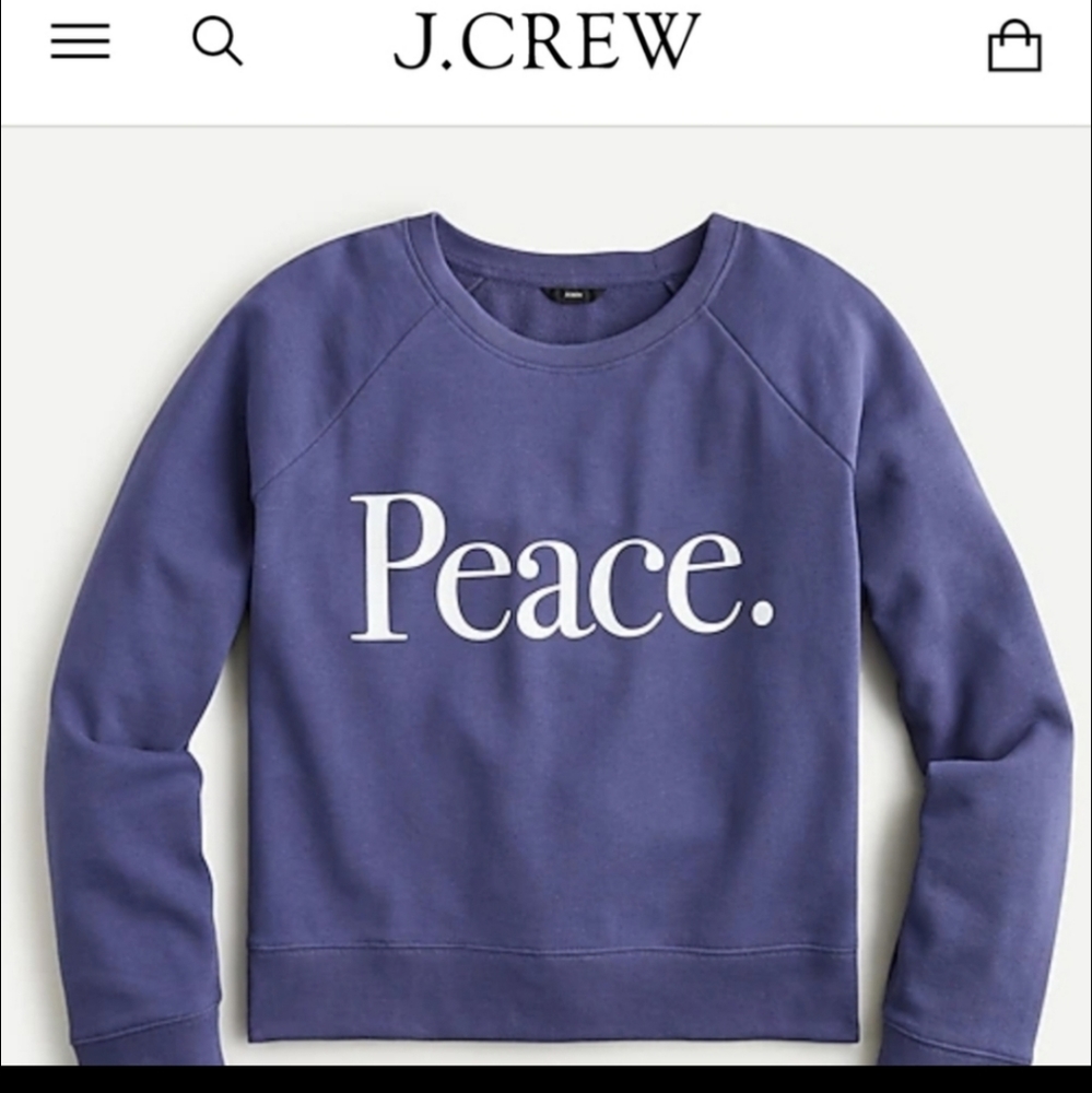 JCREW PEACE in original cotton terry. Runs a tad big, size medium, new with tags